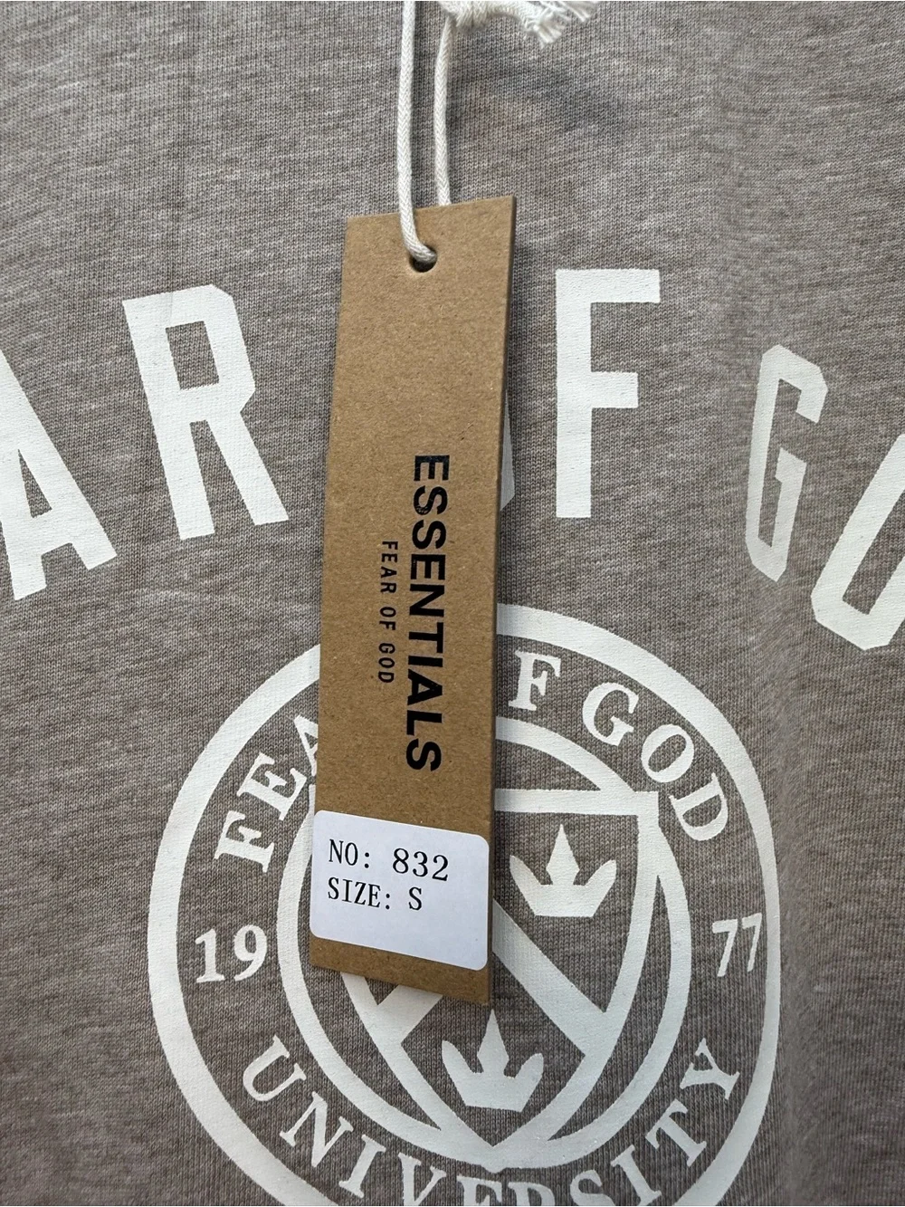 Fear of God Essentials Taupe Graphic Logo Short Sleeve Tee - Picture 6 of 9